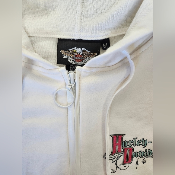 Harley-Davidson White Hoodie with Graphic Design - Picture 5 of 6